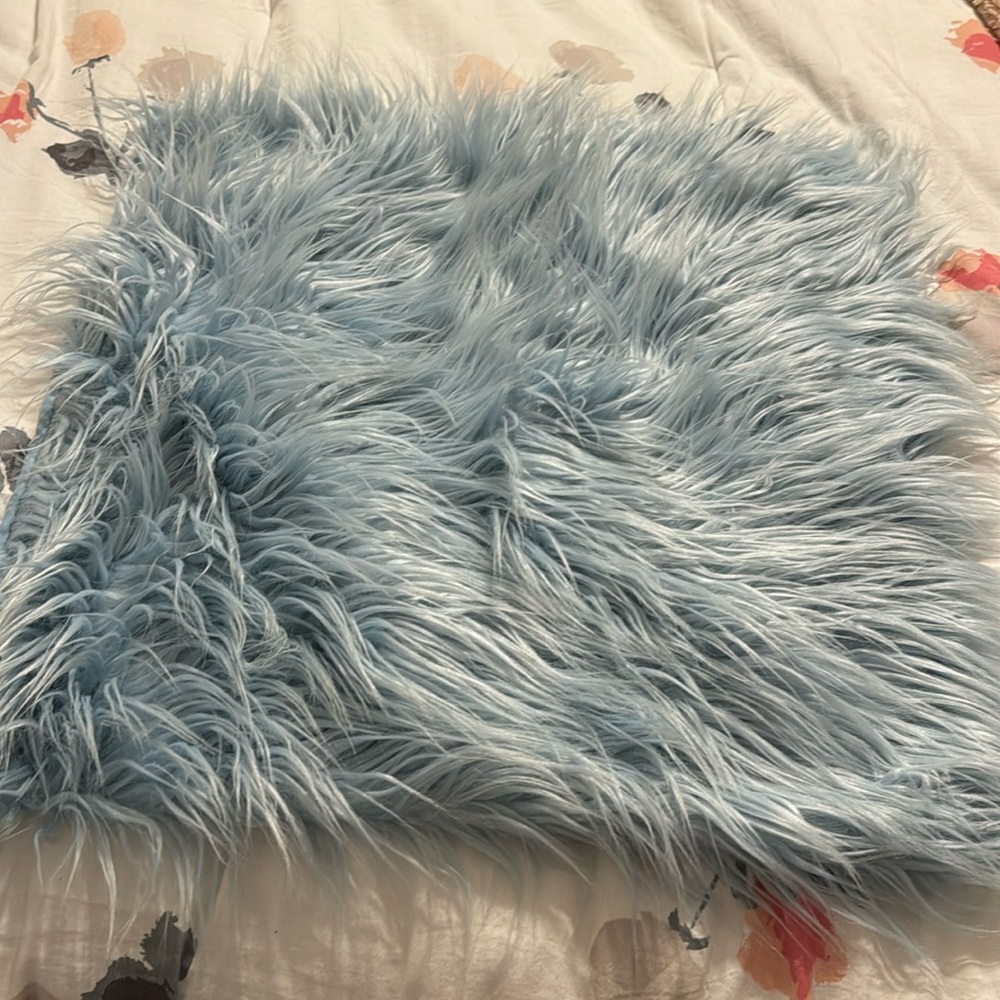Light Blue Furry Pillow Case